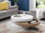 Salontafel met draaiblad JANITA MDF Eik en wit L 80 cm x H 32.5 cm x D 80 cm - Thumbnail 1