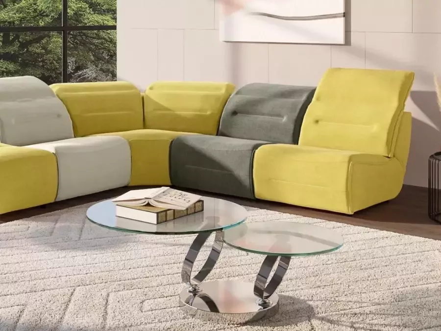 Maison Céphy Salontafel met draaiblad JOLINE gehard glas en metaal L 131.5 cm x H 42 cm x D 80 cm - Foto 5