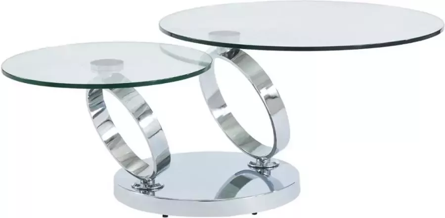 Maison Céphy Salontafel met draaiblad JOLINE gehard glas en metaal L 131.5 cm x H 42 cm x D 80 cm - Foto 3