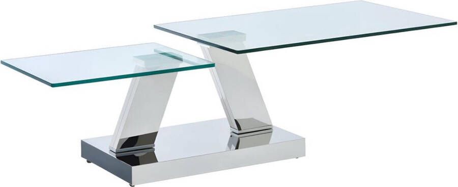 Maison Céphy Salontafel met draaiblad OYRUS Gehard glas & metaal L 155 cm x H 43 cm x D 60 cm - Foto 3