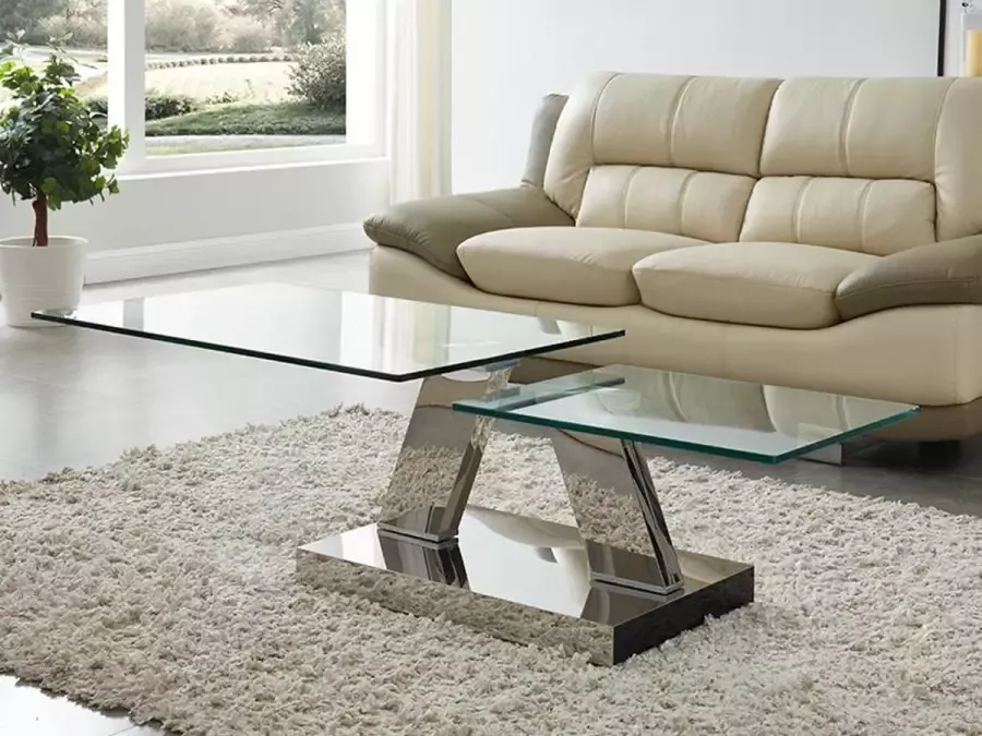 Maison Céphy Salontafel met draaiblad OYRUS Gehard glas & metaal L 155 cm x H 43 cm x D 60 cm - Foto 4