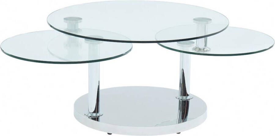 Salontafel met draaiblad WESLEY Gehard glas en staal L 120 cm x H 45 cm x D 80 cm