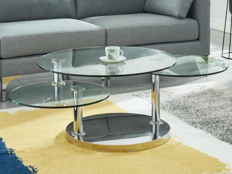 Salontafel met draaiblad WESLEY Gehard glas en staal L 120 cm x H 45 cm x D 80 cm