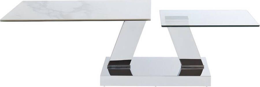 Maison Céphy Salontafel met draaibladen OXANA Gehard glas keramiek en staal L 150 cm x H 43 cm x D 60 cm - Foto 3