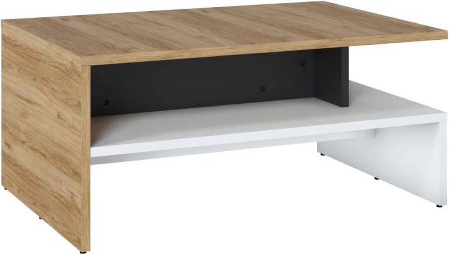 Salontafel met dubbel tafelblad Naturel en wit NISUKA L 100 cm x H 45.5 cm x D 66 cm