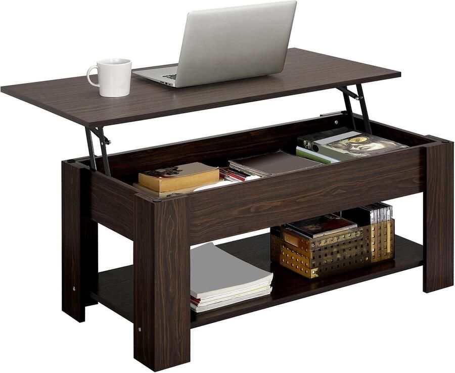 Salontafel met in hoogte verstelbare plaat koffietafel uittrekbare woonkamertafel banktafel voor woonkamer kantoor