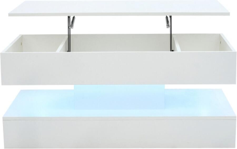 Gotagee Moderne salontafel met ledverlichting en verborgen opbergruimte Bijzettafel met hydraulische lift 100*50*42 cm draagvermogen 50 kg