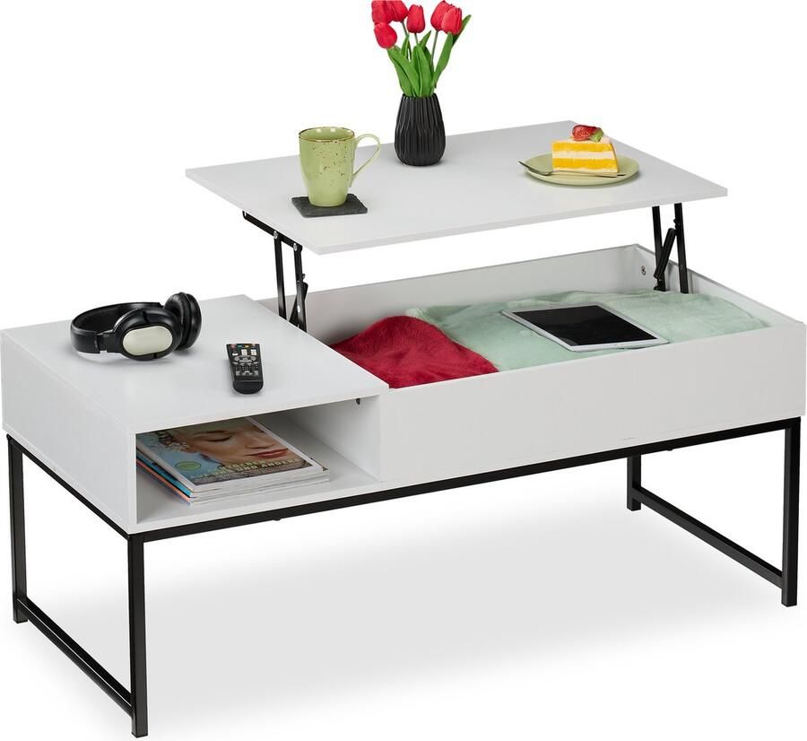 Relaxdays salontafel met opbergruimte koffietafel woonkamertafel uitklapbaar 110 cm B