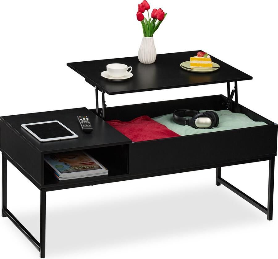 Relaxdays salontafel met opbergruimte koffietafel woonkamertafel uitklapbaar 110 cm A