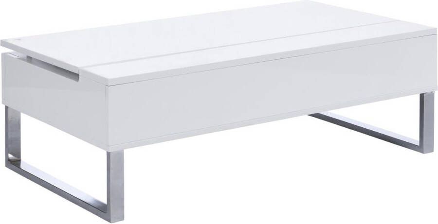 Vente-unique Salontafel met verstelbaar blad Mdf en verchroomd metaal Wit gelakt SECALI L 110 cm x H 38 cm x D 60 cm