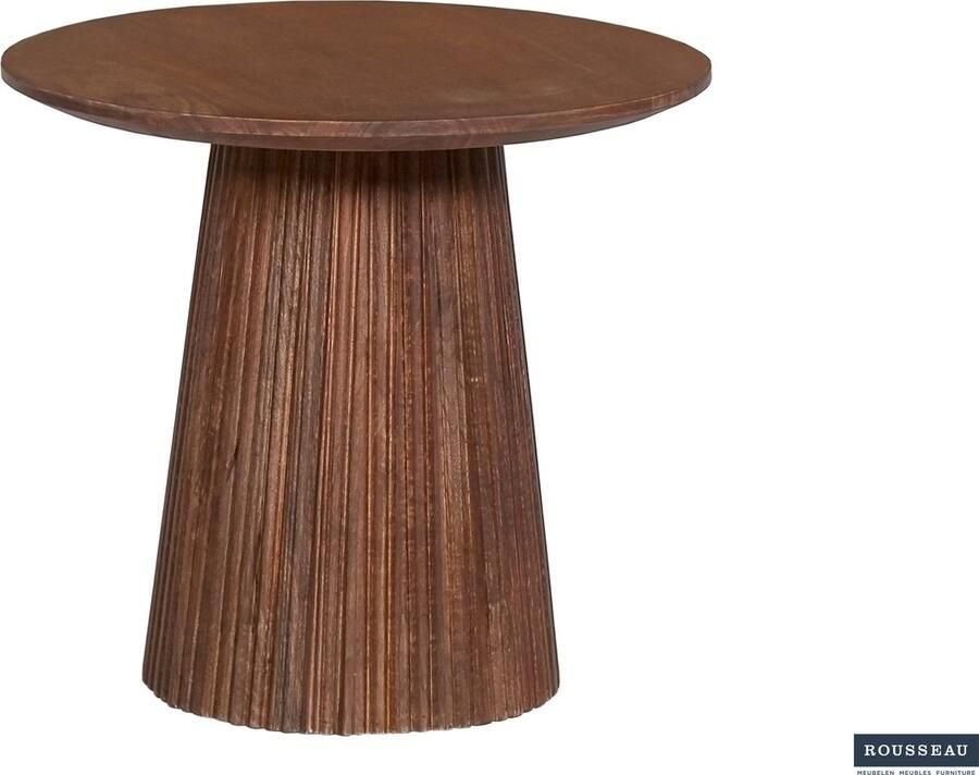 ZAZA Home Salontafel 'Miguel' 50 cm Rond Lichtbruin Structuur en blad massief hout Mangolia