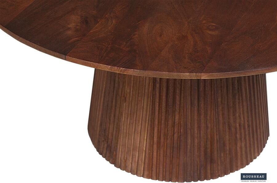 ZAZA Home Salontafel 'Miguel' 80 cm Rond Lichtbruin Structuur en blad massief hout Mangolia