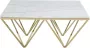 Salontafel MINDI Marmer en metaal Wit en goudkleurig L 90 cm x H 40 cm x D 90 cm - Thumbnail 1