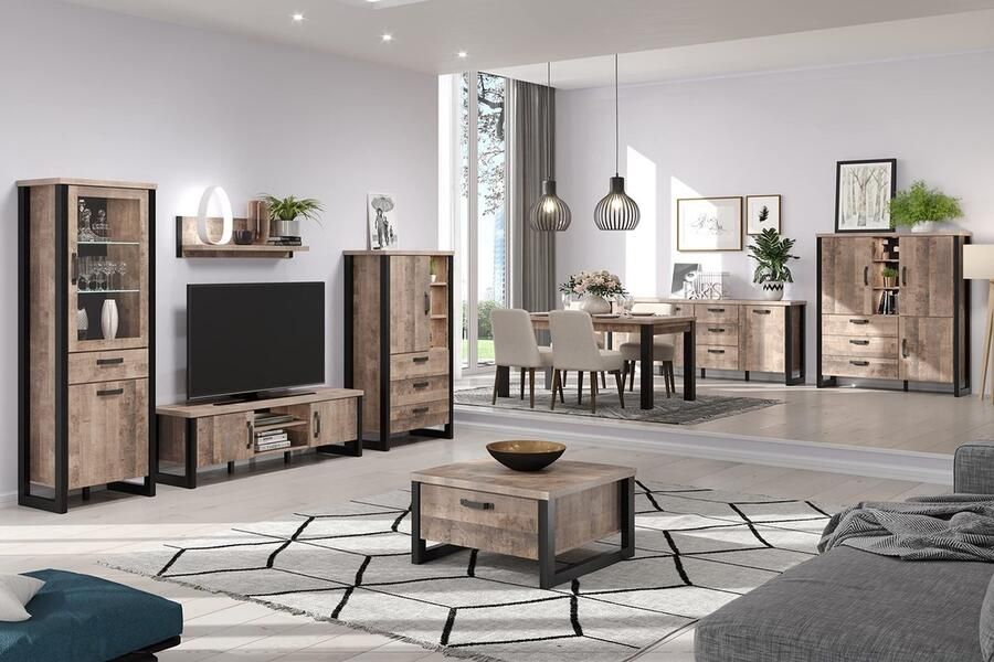 Rootz Living Rootz Salontafel Modern middelpunt Woonkamerstandaard Elegant meubilair Huiselijk accent Loungedisplay Bruin en zwart 80 x 45 x 80 cm