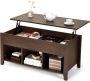 LUXGOODS Salontafel multifunctionele moderne koffietafel cocktailtafel met in hoogte verstelbare bovenzijde & verborgen opbergruimte & drie open planken aan de onderkant huis bureaumeubilair voor de woonkamer (Zwart) - Thumbnail 1