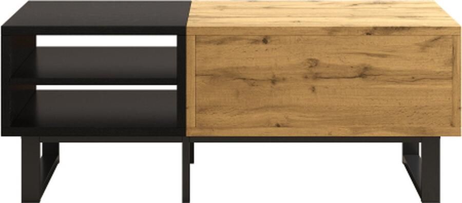 Zonder merk Gotagee Salontafel Multifunctionele tafel Woonkamertafel met color block structuur Bijzettafel met vakken en lades Opbergtafel Woonkamermeubels