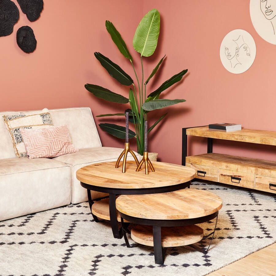 Salontafel naturel Salontafel Sanne Salontafel industrieel 70 cm