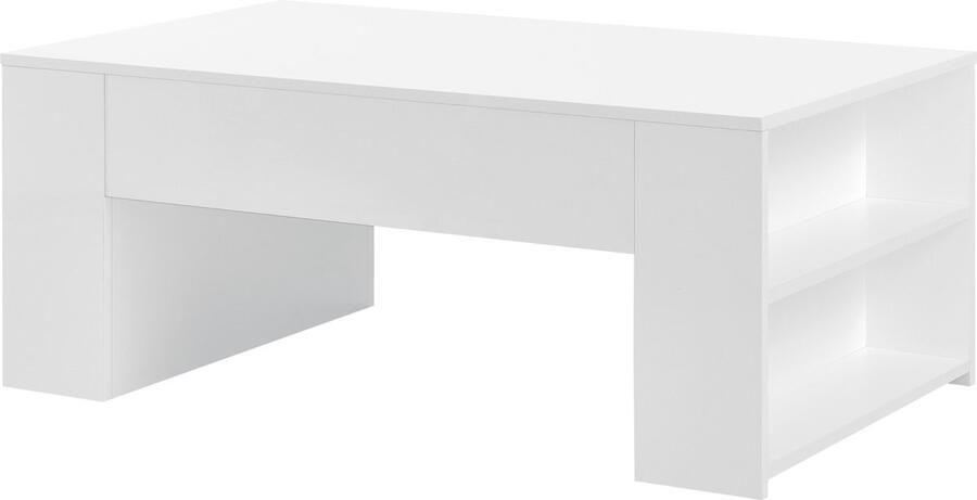 Unbranded Salontafel Olly Met 2 Open Vakken 100x60x42 cm Wit Hoogglans Stijlvolle Salontafel
