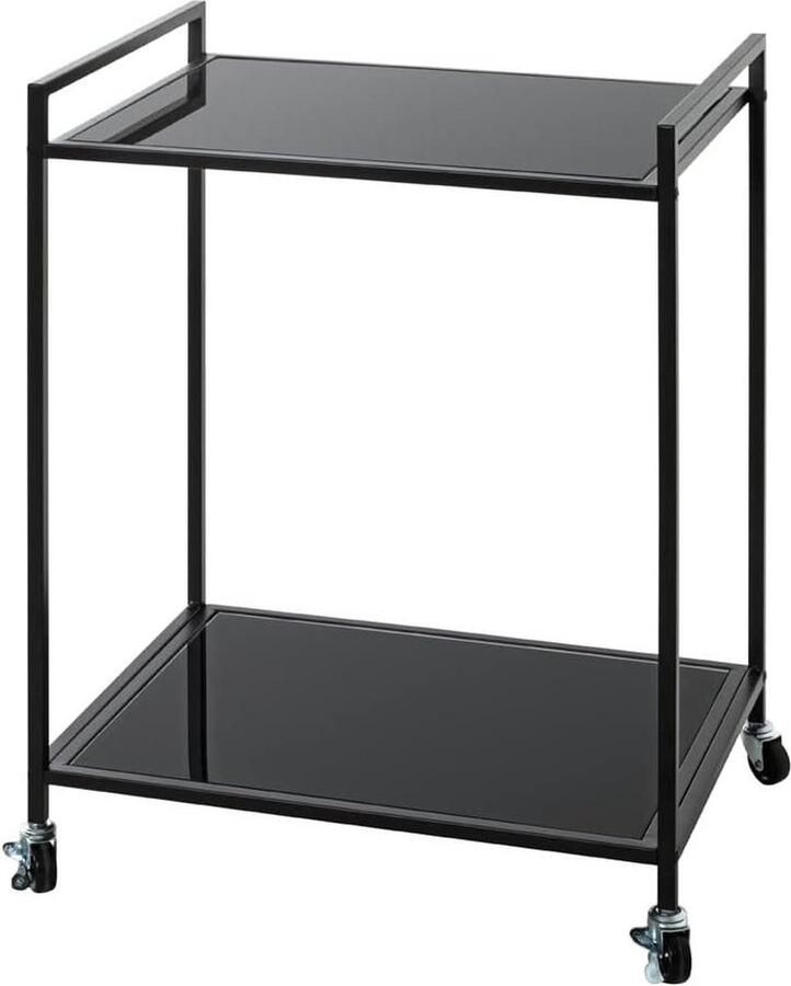 Goodfinds Salontafel op wielen metaal zwart Salontafel Laptoptafel Koffietafel Woonkamertafel 50 x 36 x 69 cm