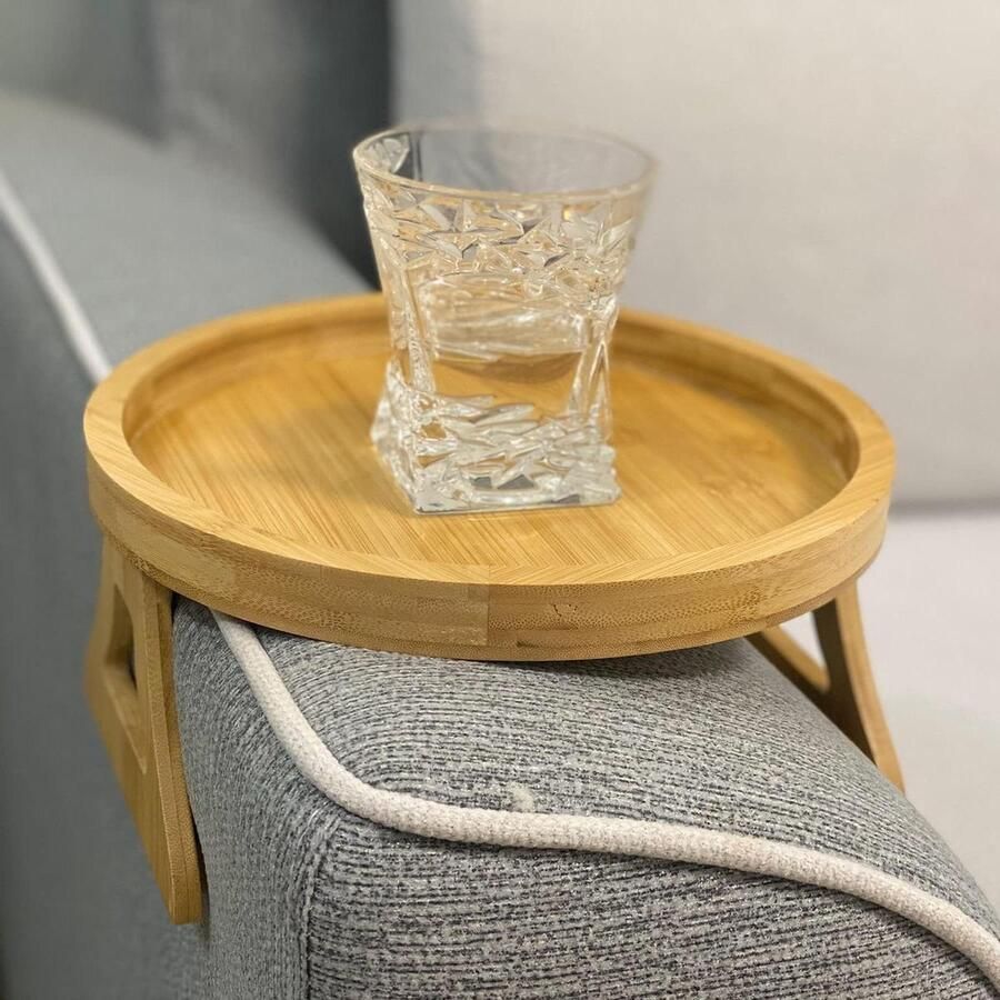 Salontafel Opvouwbare Houten Sofatablet Rond Dielen Dienblad Armleuning Drank Snackhouder