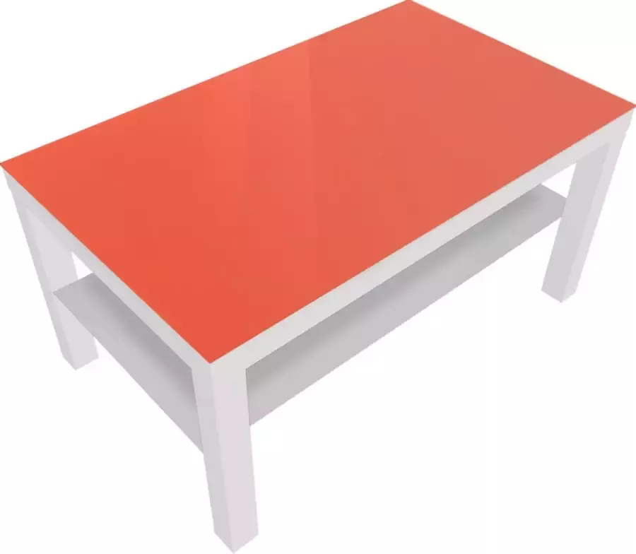 Designglas Salontafel Oranje Blad Van Glas Ikea Lack Onderstel 90x55cm Bijzettafel Woonkamer Koffietafel