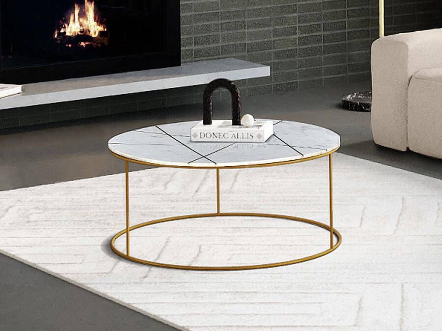 Salontafel ORNEA Marmer en goudkleurig metaal L 90 cm x H 40 cm x D 90 cm