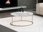 Salontafel ORNEA Marmer en goudkleurig metaal L 90 cm x H 40 cm x D 90 cm - Thumbnail 1