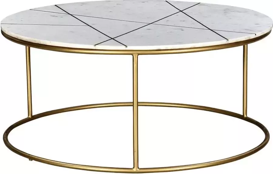 Salontafel ORNEA Marmer en goudkleurig metaal L 90 cm x H 40 cm x D 90 cm