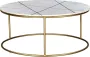 Salontafel ORNEA Marmer en goudkleurig metaal L 90 cm x H 40 cm x D 90 cm - Thumbnail 2
