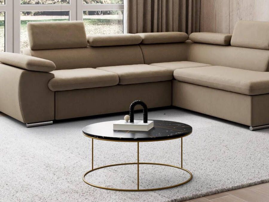 Salontafel ORNEA Zwart marmer en goudkleurig metaal L 90 cm x H 40 cm x D 90 cm