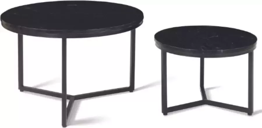 Salontafel 'Ravenna' Zwart marmer zwart onderstel
