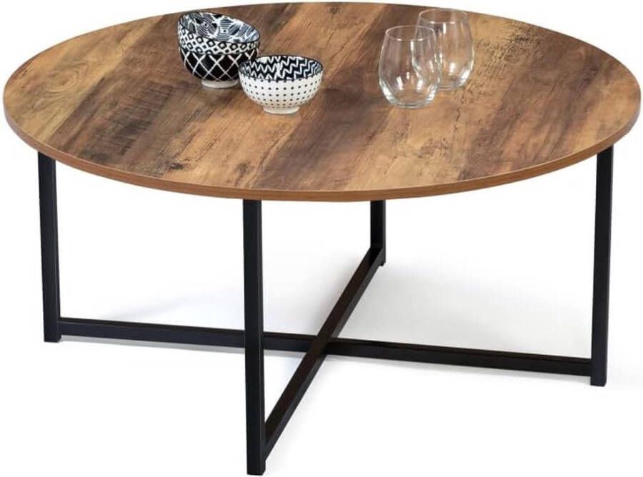 Salontafel rond dagton 80 cm antieke look industrieel design
