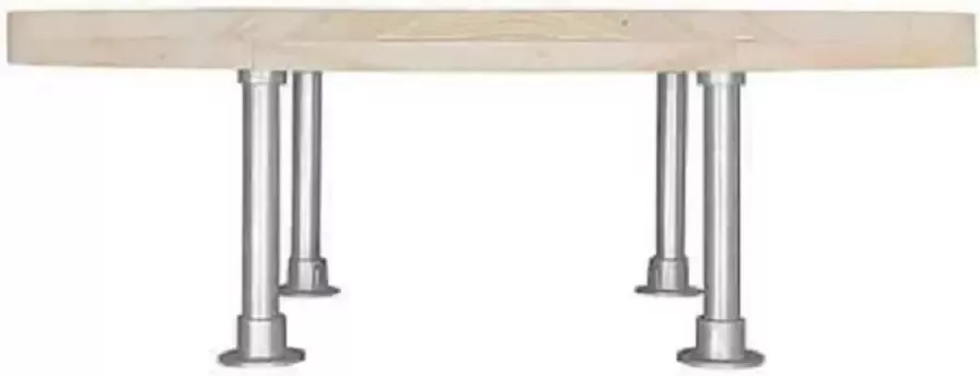 Salontafel rond doorsnede 120 cm steigerbuis onderstel oud steigerhout