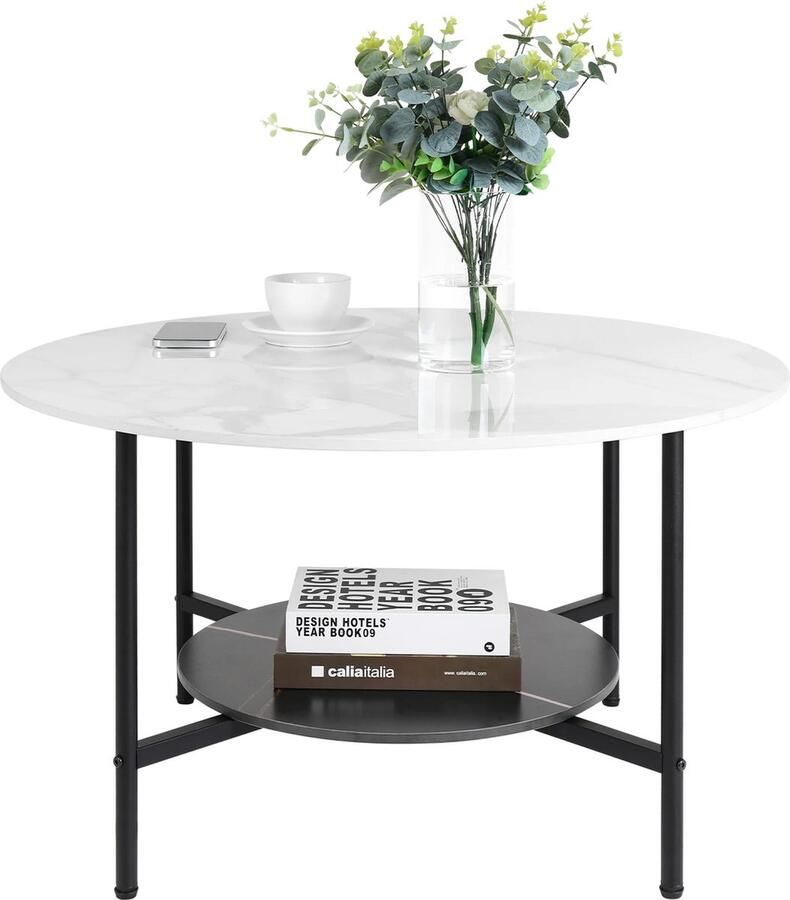 YOLO SHOP -salontafel rond-Salontafels Industrieel-Salontafel Moderne-Gesinterde Stone Bureaumeubelen Tafel Metalen Frame