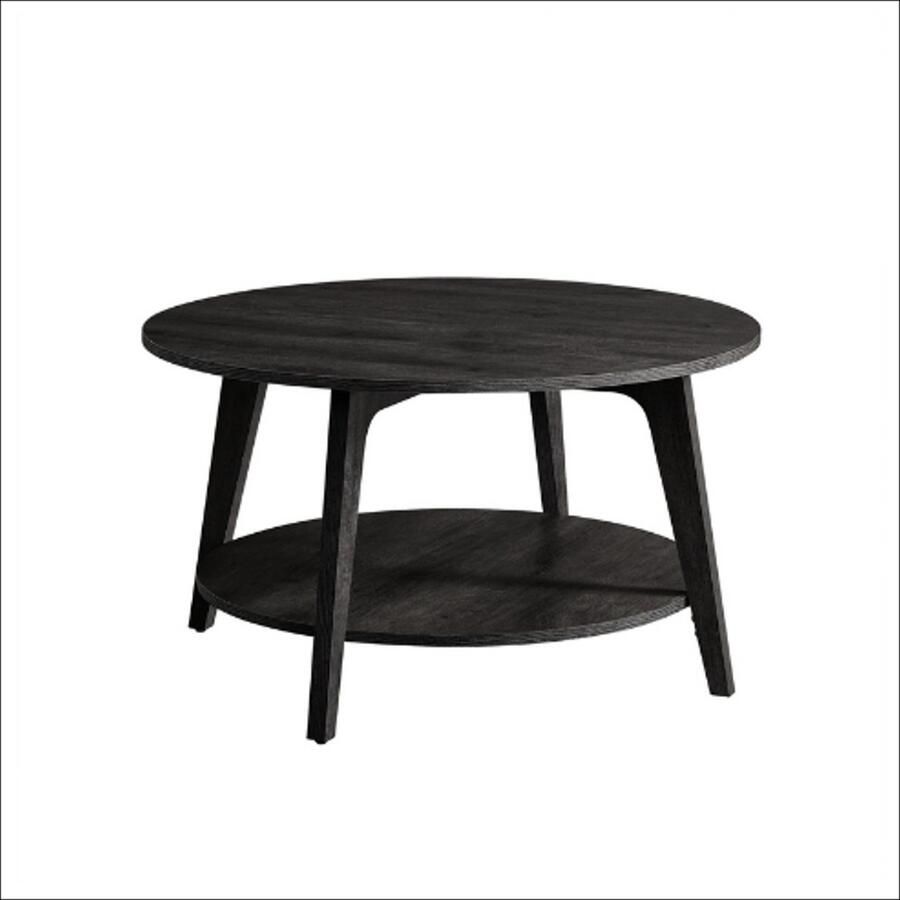 Salontafel Rond Zwart 2 niveaus 80 cm diameter 45 cm hoog MDF en spaanplaat Industrieel design Stevig Eenvoudig te monteren