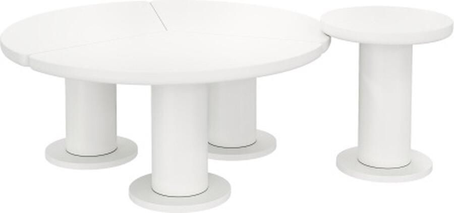 Zonder merk Gotagee Salontafel Ronde salontafelcombinatie Crème Stijl Witte woonkamer Gelakt MDF tafelblad en PVC poten Woonkamertafel Slaapkamertafel