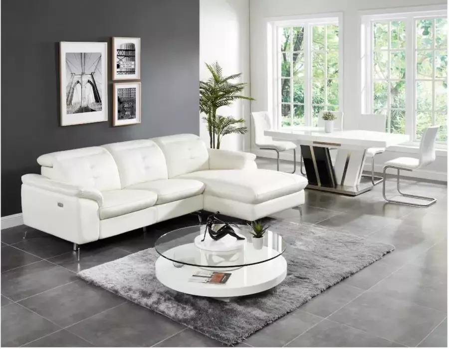Vente-unique Salontafel RYHALI Draaiblad Gehard glas en wit mdf L 100 cm x H 33 cm x D 100 cm - Foto 3