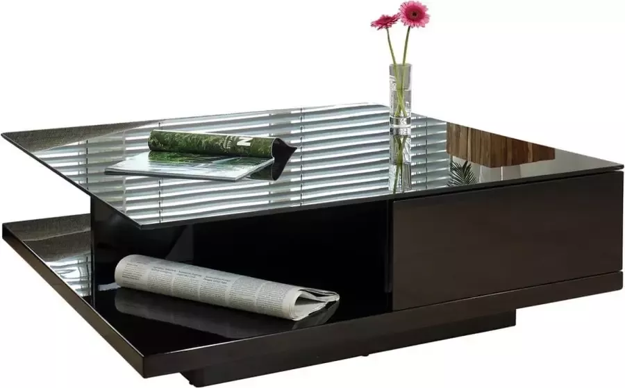 Salontafel Sabrosa Hoogglans Zwart MDF Rechthoek 100x100cm Hoogte 36 cm