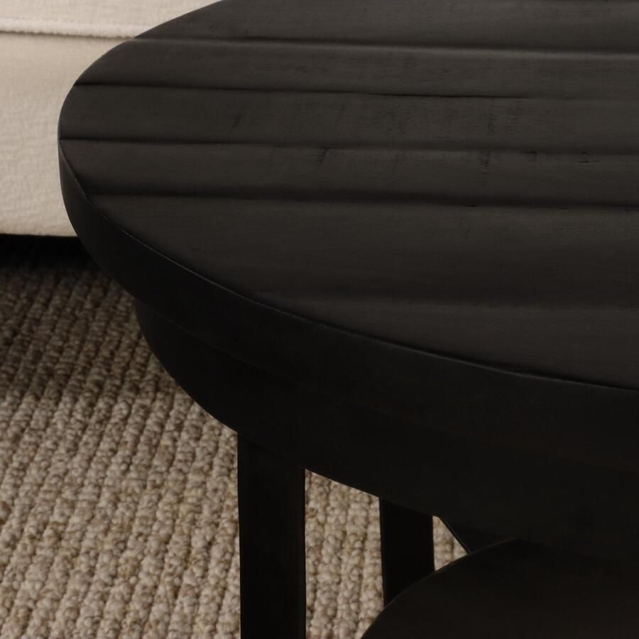 Mangoe Meubels Salontafel Sandy zwart 70 cm industrieel duurzaam massief hout van Mangohout Bijzettafel Ronde Tafel Eettafel - Foto 3