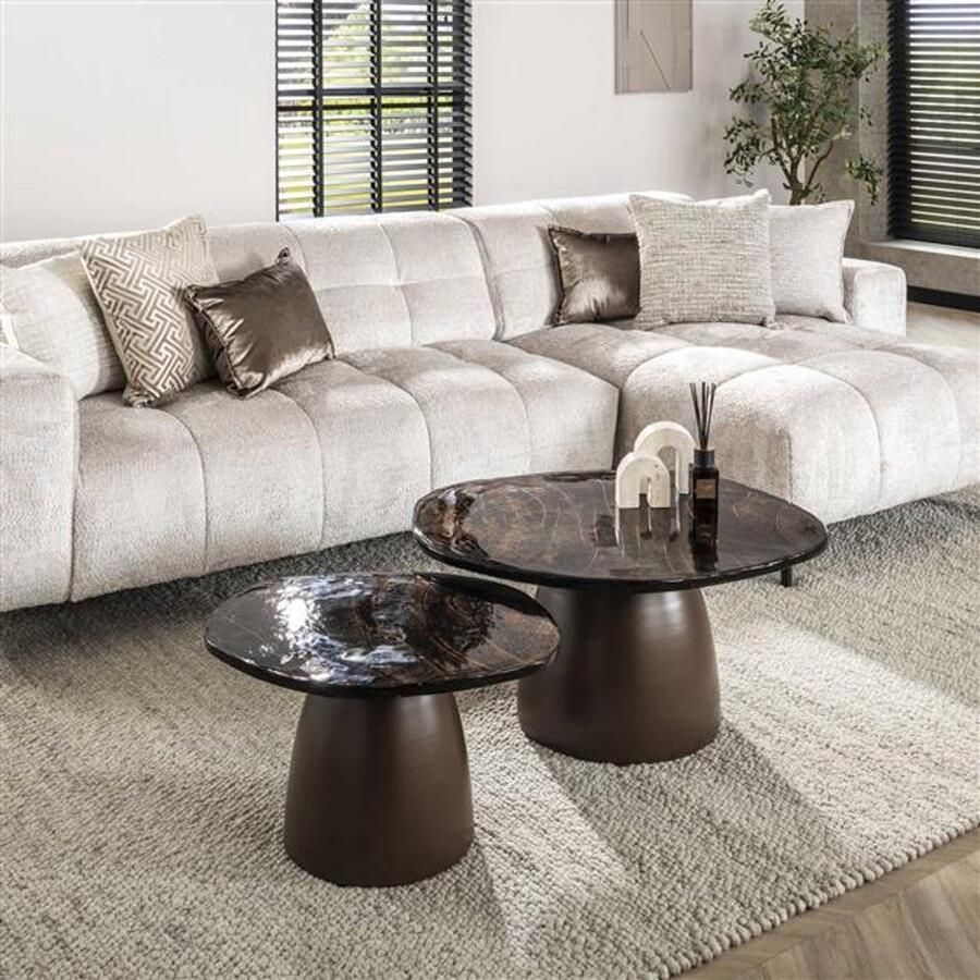 Salontafel set Eclips 2-delig Koper antiek finish