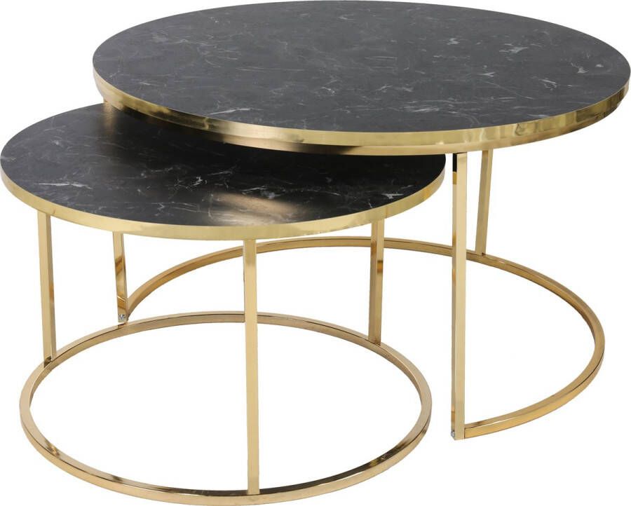 Salontafel Set van 2 Luxe design Bijzettafel Sofa tafel Ovaal Woonkamer tafel Salontafels Rond Ø70 Ø60