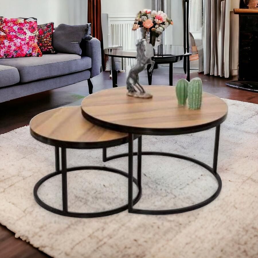 Meubel Sofa Meubelsofa Salontafel Set van 2 Luxe design Bijzettafel Sofa tafel Ovaal Woonkamer tafel Salontafels Rond Ø80 Ø70