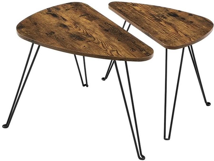 Furnibella Salontafel Set van 2 – Stijlvolle en Praktische Bijzettafels voor Elk Interieur vintage bruin-zwart
