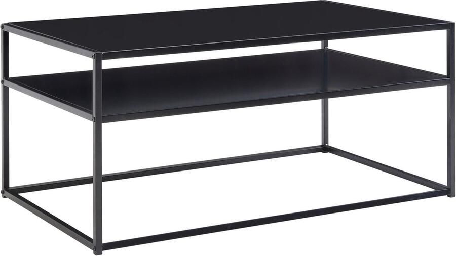 Rootz Living Rootz Salontafel Stalen Salontafel met Opbergruimte Vierkante Loungetafel met Opbergvak Industrieel Zwart 100x60x45 cm