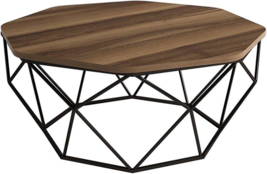 Salontafel Stijlvol Walnoot Design 90x38x90cm Duurzaam Melamine Materiaal