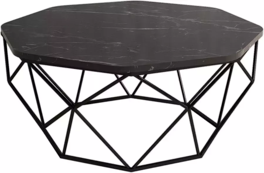 Asir salontafel. 100% GEMELAMINEERDE SPAANPLAAT. Dikte: 18 mm. Montuur: 100% METAAL. Breedte: 90 cm Hoogte: 38 cm Diepte: 90 cm