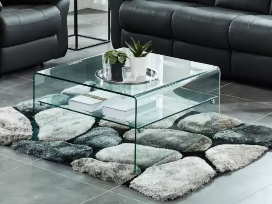 Vente-unique Salontafel STILEOS Dubbele plaat Gehard glas L 80 cm x H 43 cm x D 80 cm - Foto 4