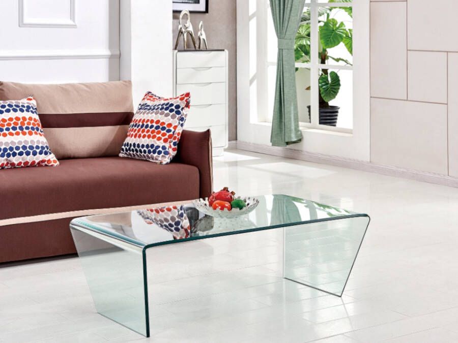 Vente-unique Salontafel SUZANA Gebogen gehard glas L 120 cm x H 40 cm x D 60 cm