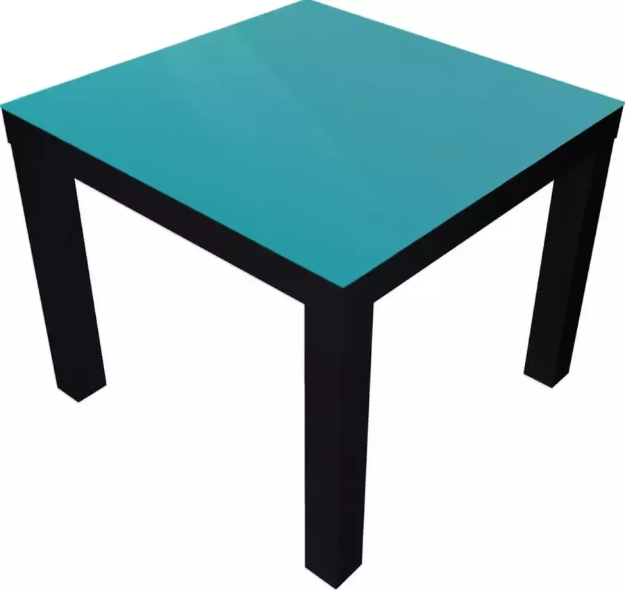 Designglas Salontafel Glas Bijzettafel Woonkamer Koffietafel Ikea Lack Onderstel Turquoise 55x55cm