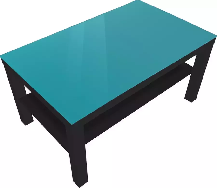 Designglas Salontafel Turquoise Blad Van Glas Ikea Lack Onderstel 90x55cm Bijzettafel Woonkamer Koffietafel